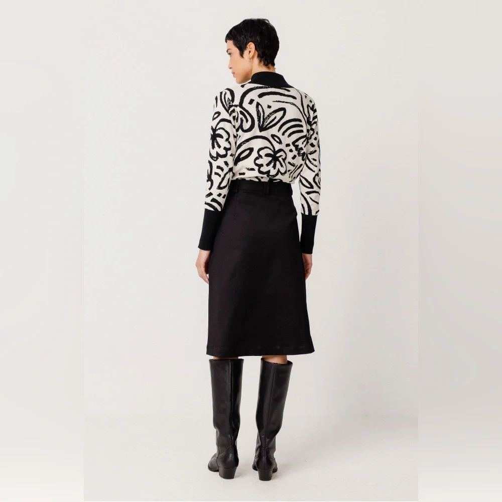 SKFK Aldaia Black Zipper Organic Cotton Skirt | EU 38 US 6